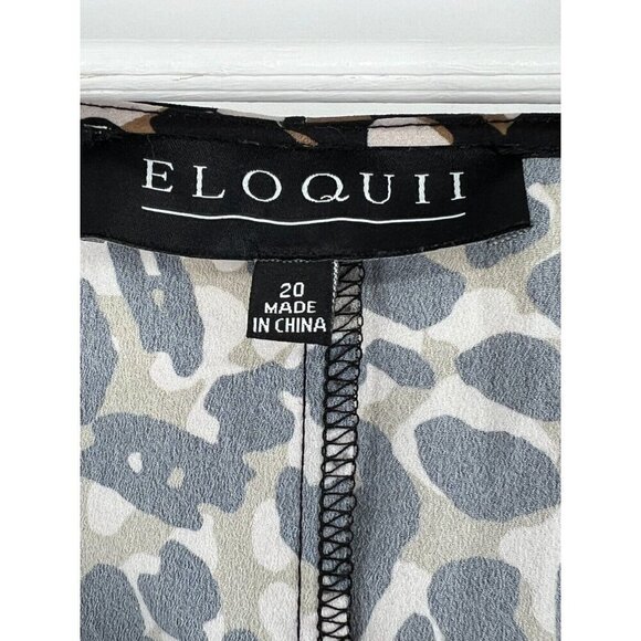 Eloquii Plus Size Blouse Size 20‎ Animal Print Ruched L/S V-Neck Casual Work - Picture 7 of 15